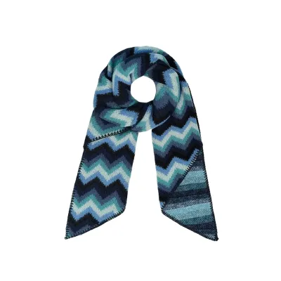 Sjaal met zigzag print blauw.