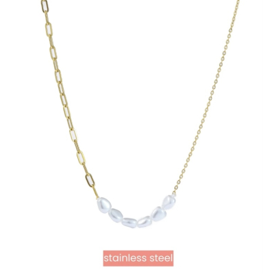 Pearly Link Necklace - 14K