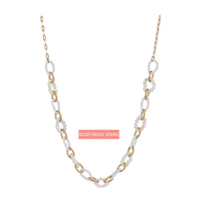 Pearly Chain Necklace - 14K + White