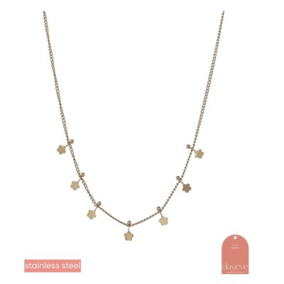 Flower Pins Necklace - 14K