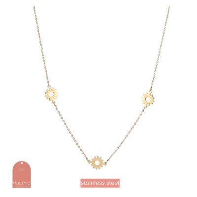 3 Flowers Necklace - 14K