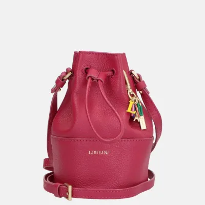 Bucket bag Noa in berry rood leer