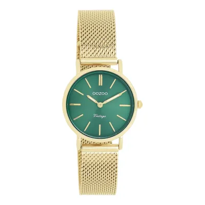 Goudkleurige OOZOO horloge met goudkleurige metalen mesh armband - C20297