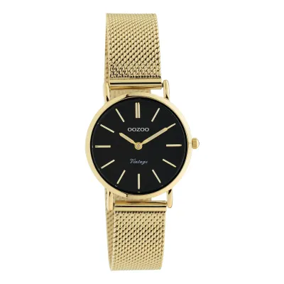 Goudkleurige OOZOO horloge met goudkleurige metalen mesh armband - C20232