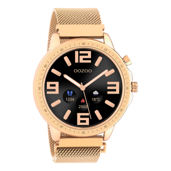 Rosé Gouden horloge met rosé gouden metalen mesh armband Q00307.