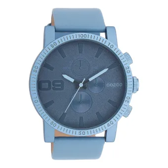 Blauwe OOZOO horloge met blauwe leren band - C11216