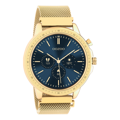 Gouden horloge met gouden metalen mesh armband Q00306.